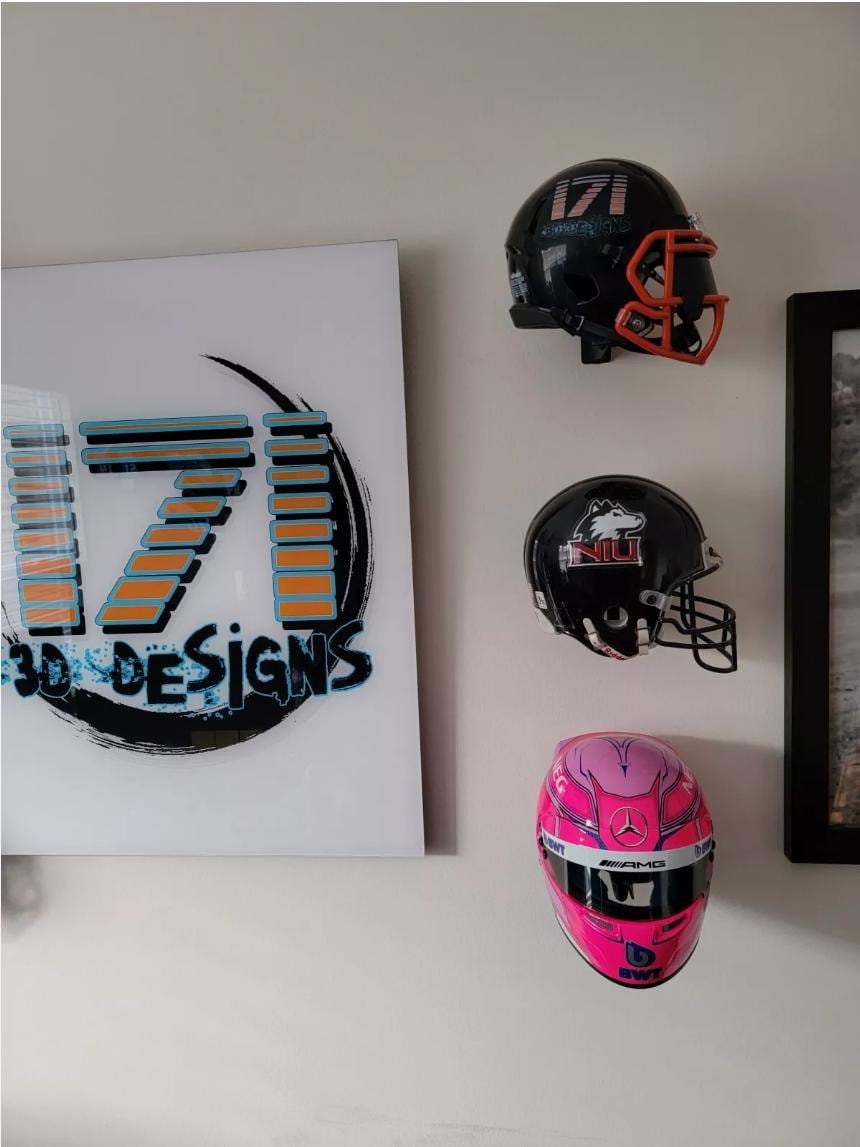 THE BEST F1 1:2 scale Helmet Holders 3D printed in pla, Show off your half scale helmets Racing, collectible, memorabilia, hanger, Formula 1