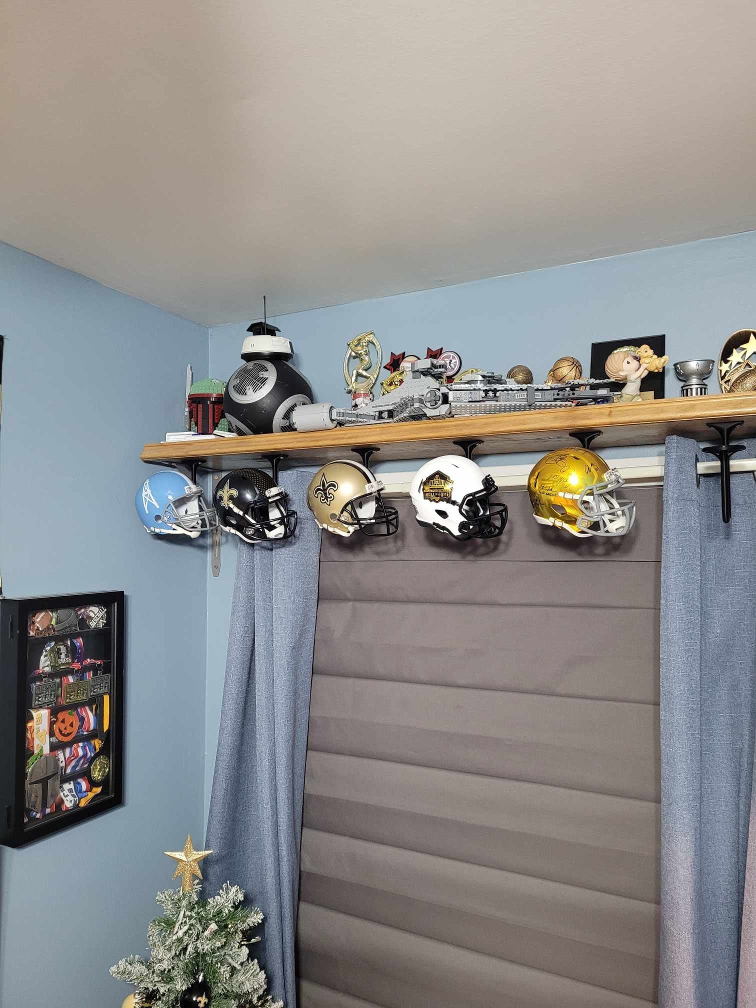 3D Printed Mini Helmet Under Shelf Hanger: NFL Memorabilia Display